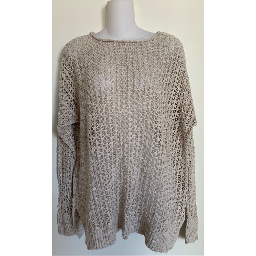 Hollister | Women’s Juniors Oversized Open Knit Beige Sweater Size XS/S